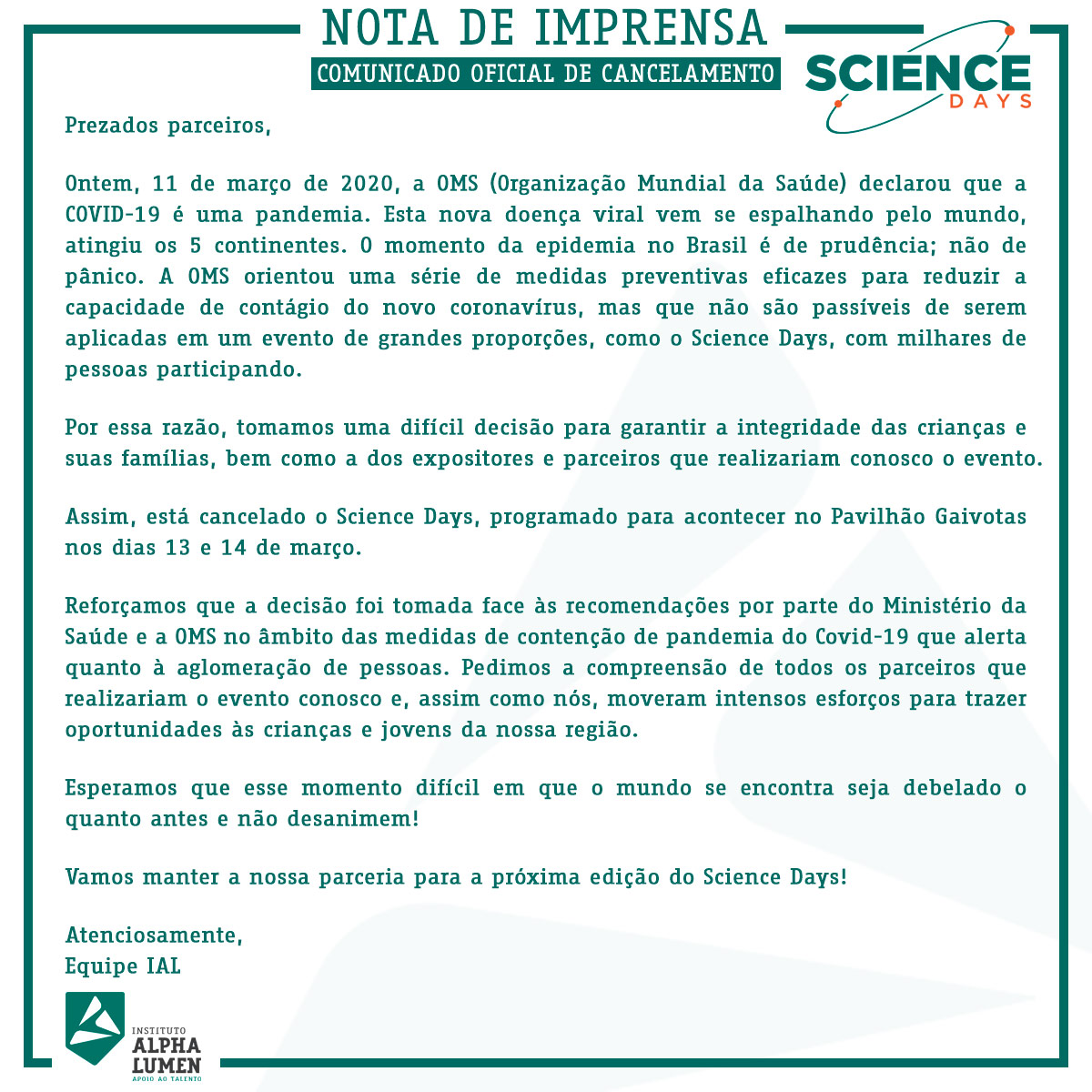 IV Science Days para a comunidade e estudantes de escolas públicas da região